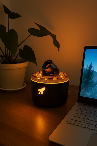 Cozy bedtime scene featuring CozyFlame aroma diffuser